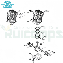 Stihl 021 023 025 Ms210 Ms230 Ms250 Chain Saw Gasoline Chainsaw and Spare Parts-Engine Diagram(Cylinder Piston Crankshaft and Pan)