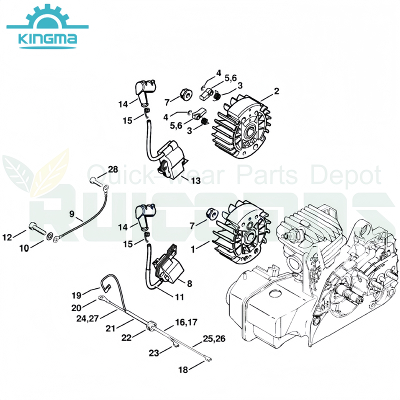 Ignition System Diagram for Stihl 023 025 Ms230 Ms250 Ms230(C-BE) Ms250C Chainsaw Gasoline Chainsaw Spare Parts
