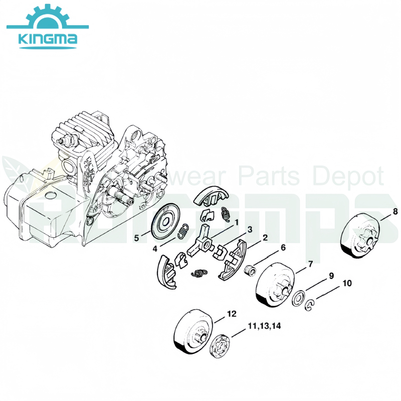 Clutch System Diagram for Stihl 021 023 025 Ms210 M230 Ms250 Gasoline Chainsaw Chainsaw Spares Chain Saw Parts