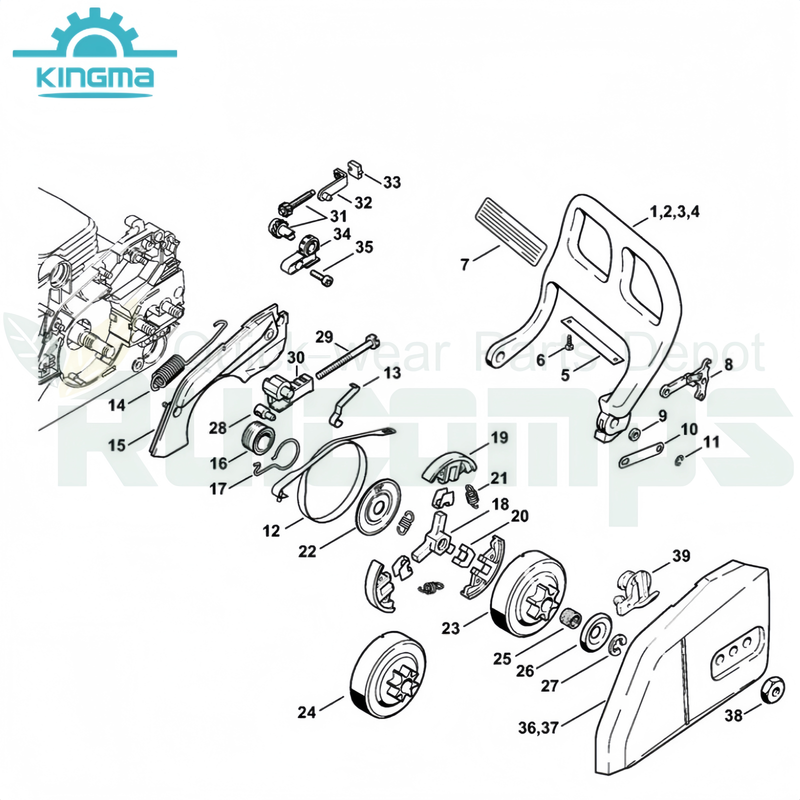 Hand Guard And Chain Brake for Stihl 017 018 Ms170 Ms180 Diagram for Chainsaw Gasoline Chain Saw Spare Parts Stihl Parts