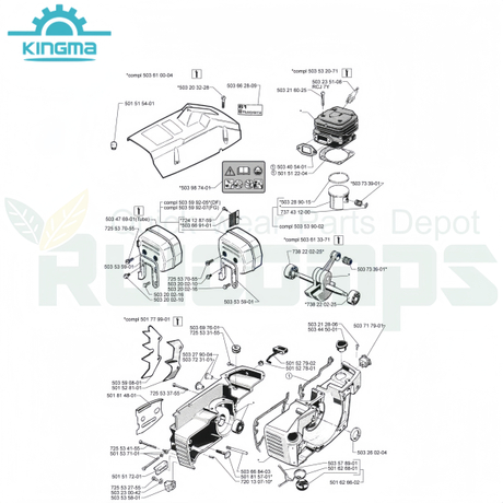 Diagram Top Cover and Engine Parts of H61 268 272 Gas-powered Chainsaw