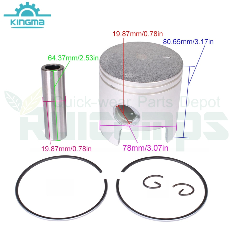 Outboard Engine Piston Kit and Ring Set for Yamaha 40HP E40 E40G E40J Boat Motor / T36-04020200 for Parsun Makara HDX 36HP 40HP 78mm STD